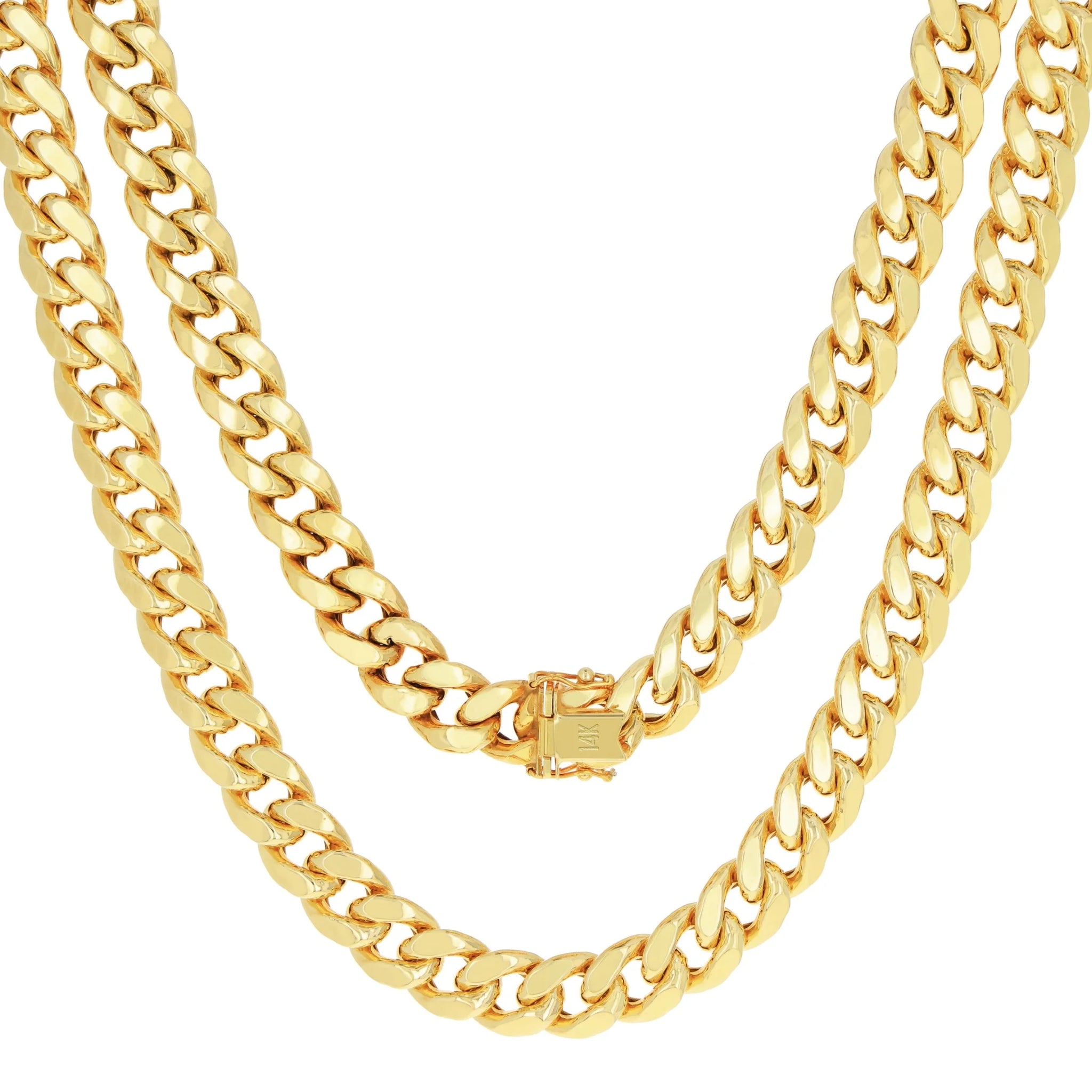 14K Yellow Gold 7.5mm Miami Cuban Link Chain Necklace - stylishhomedecor2024.com
