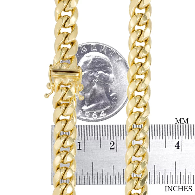 14K Yellow Gold 7.5mm Miami Cuban Link Chain Necklace - stylishhomedecor2024.com
