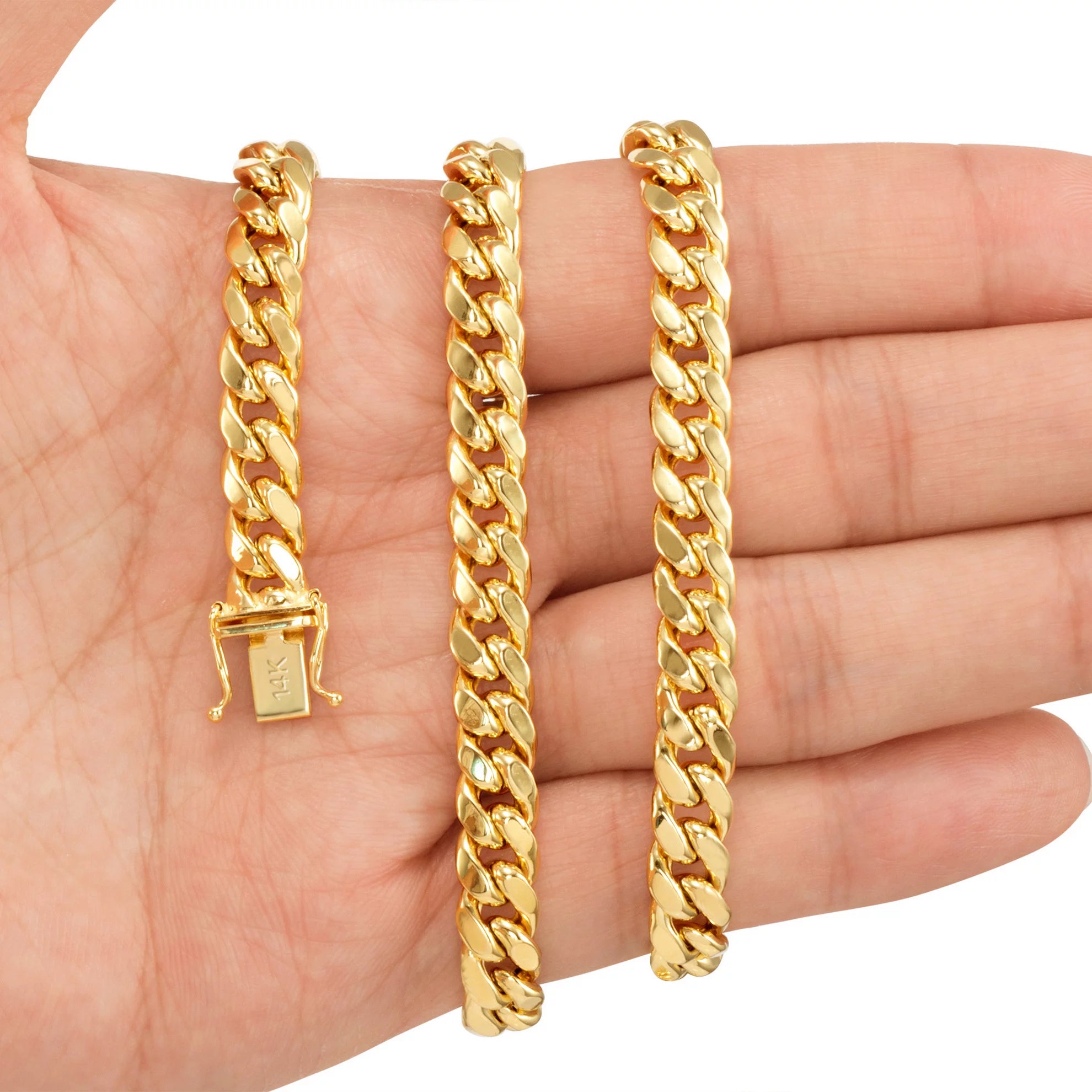 14K Yellow Gold 7.5mm Miami Cuban Link Chain Necklace - stylishhomedecor2024.com