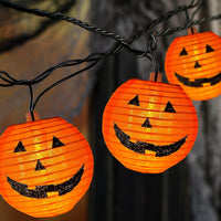 H Faalloween Pumpkin Lantern String Lights – 8.5FT, 10 Nylon Lanterns with Smilingces for Party Decor - stylishhomedecor2024.com