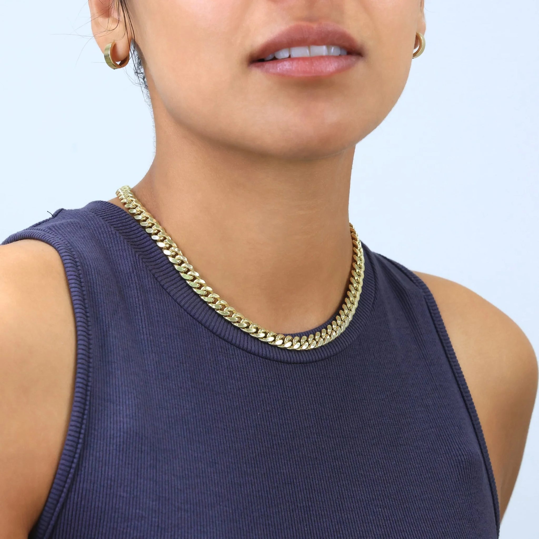 14K Yellow Gold 7.5mm Miami Cuban Link Chain Necklace - stylishhomedecor2024.com