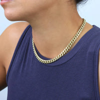 14K Yellow Gold 7.5mm Miami Cuban Link Chain Necklace - stylishhomedecor2024.com