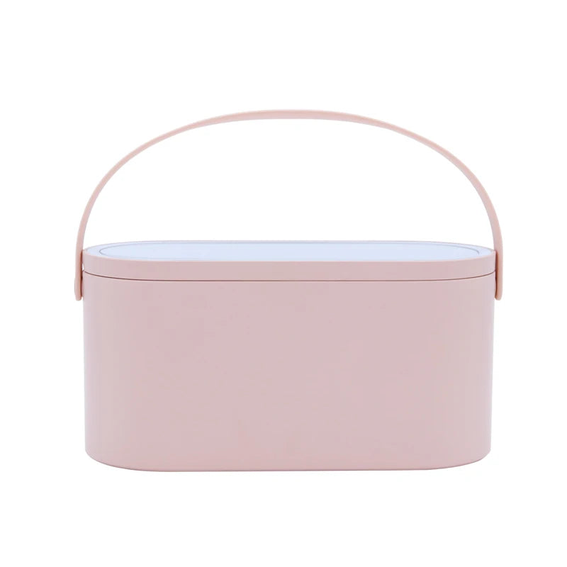 Makeup Organizer Box with LED Light Mirror - stylishhomedecor2024.com