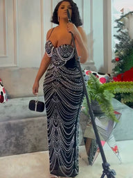 Beautiful Gold Beaded Bodycon Evening Gown - stylishhomedecor2024.com