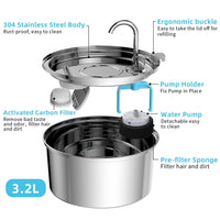 Fountain disassembled for easy cleaning