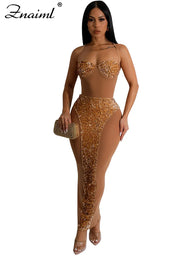 Znaiml Luxury Christmas Birthday Strapless Night Club Prom Bodycon