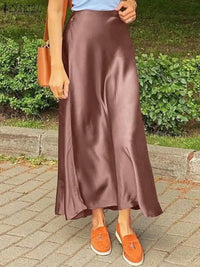 ZANZEA Woman Spring Autumn Satin Silk Skirt Work OL Back Zipper Faldas - stylishhomedecor2024.com