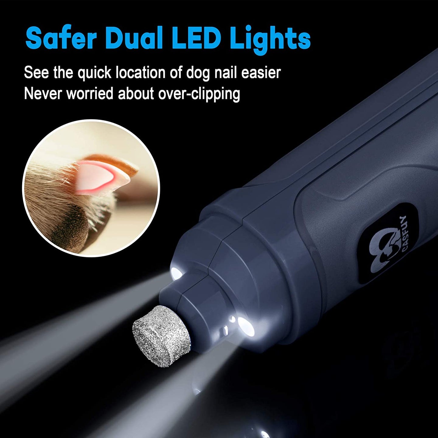 Dog Nail Grinder with 2 LED Lights – Professional Quiet Pet Nail Trimmer - stylishhomedecor2024.com