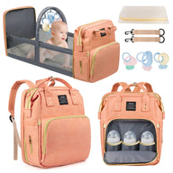 Multifunctional Diaper Bag Backpack with Foldable Crib and USB Charging Port - stylishhomedecor2024.com