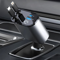 4-in-1 Retractable 100W Fast Car Charger with Dual Ports - stylishhomedecor2024.com