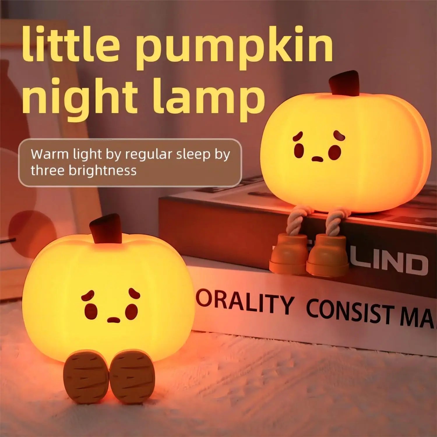 Halloween Pumpkin Night Lights – Cute Soft Silicone Safe Lamp, Dimmable Bedside Decor for Kids - stylishhomedecor2024.com