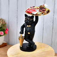 Decorative Cat Figurine with Tray - Fun Candy Dish & Home Decor