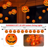 Halloween Pumpkin Lantern String Lights, 8.5Ft Orange Pumpkin String Lights with 10 Nylon Jack Smiling Face Lanterns, Halloween Lantern Lights for Indoor Outdoor Halloween Party Decor - stylishhomedecor2024.com