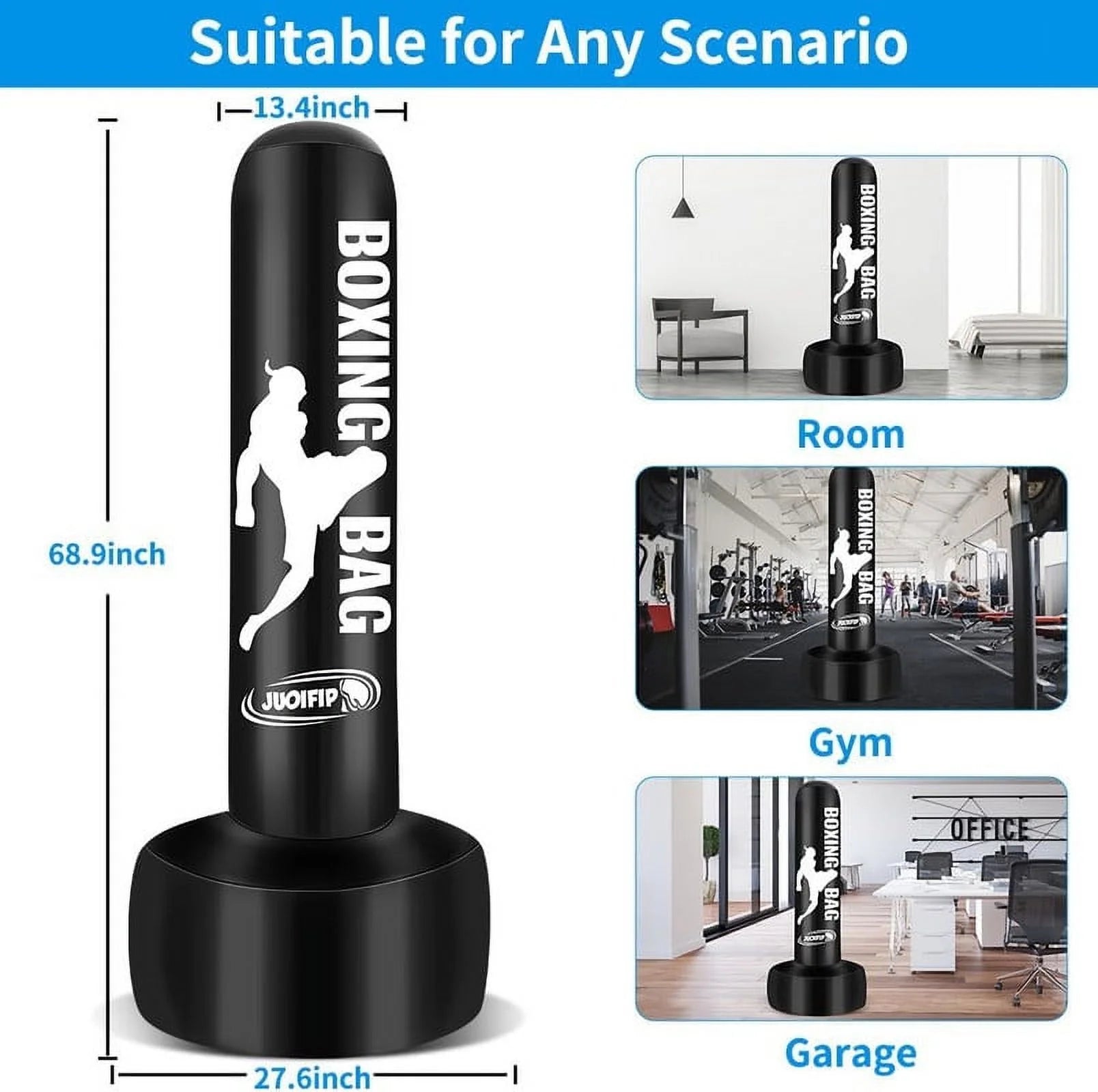 Heavy Punching Bags for Adults Freestanding Boxing Bag with Stand Men Stand Kickboxing Bag Ideal Standing Inflatable Kickboxing Bag - stylishhomedecor2024.com