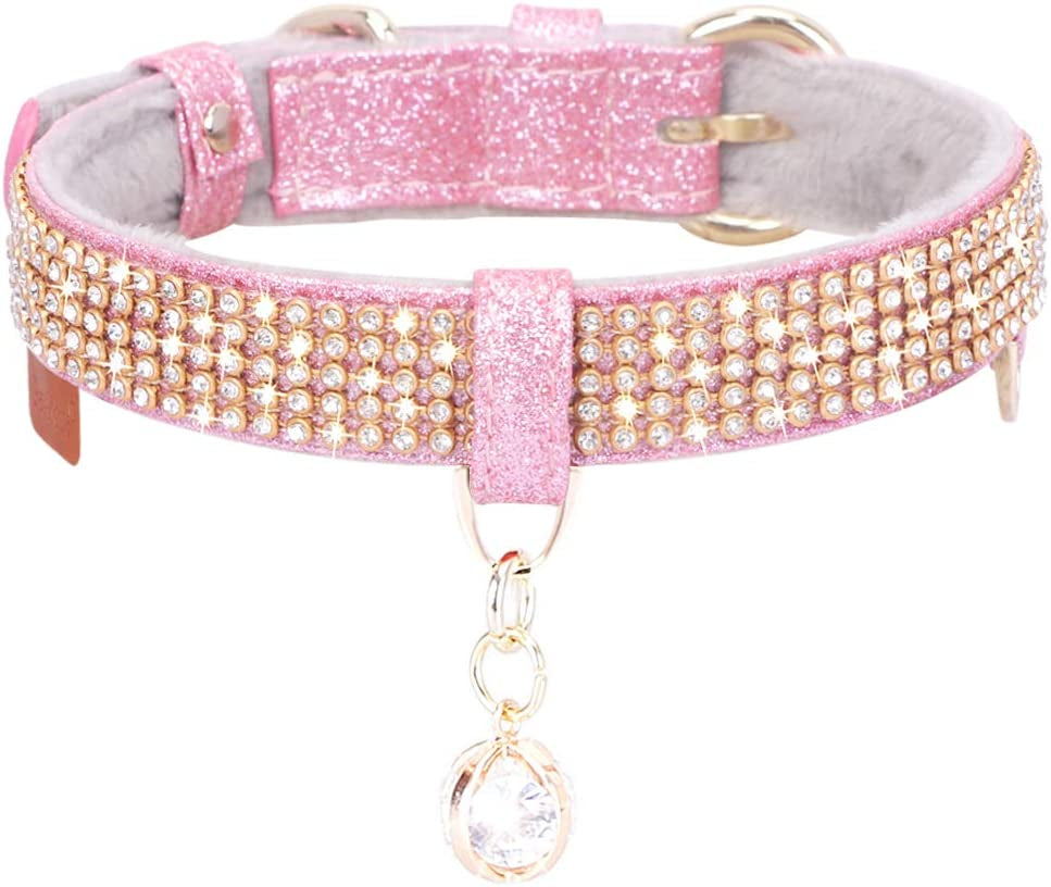 Cat Collar, Dog Collar, [Bling Rhinestones] Premium PU Leather with Pendant Adjustable Collars for Cat and Small to Medium Dog - stylishhomedecor2024.com