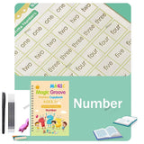 Reusable Children 3D Copybook for Calligraphy Numbers 0-10 Handwriting Copybooks Learning Math Writing Practice Book for Kids