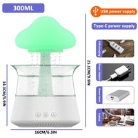 Jetclutch Cloud Rain Humidifier with 7 Colour Lights Timer Portable Raindrop Cloud Humidifier Reusable Aroma Diffuser Humidifier - stylishhomedecor2024.com