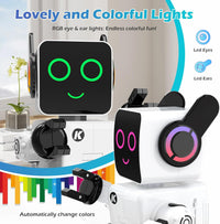 Rechargeable RC Robot Toy for Kids - Interactive Intelligent LED Light, Speaks, Dances, Built-In Coin Bank (White) - stylishhomedecor2024.com