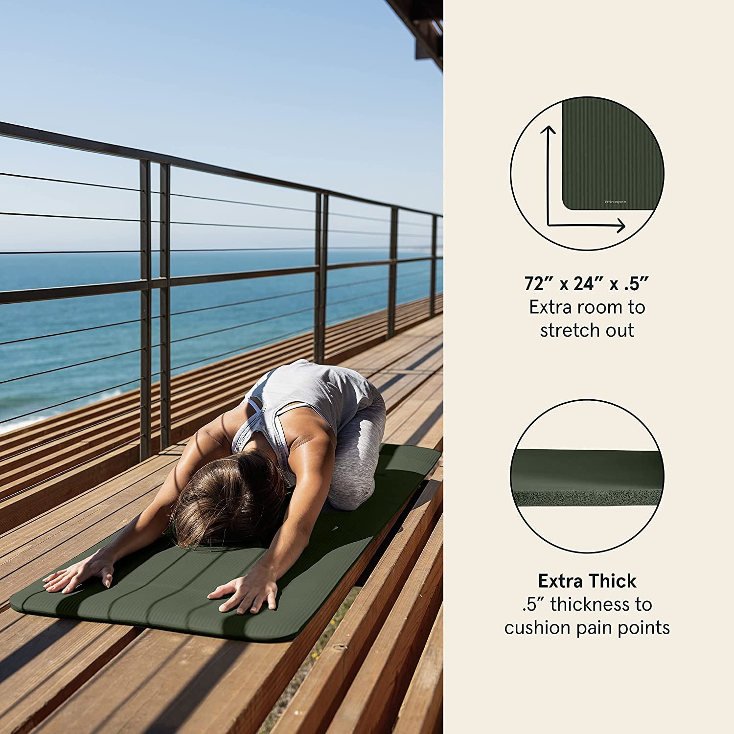 Solana Yoga Mat 1" & 1/2" Thick W/Nylon Strap for Men & Women - Non Slip Exercise Mat for Yoga - stylishhomedecor2024.com