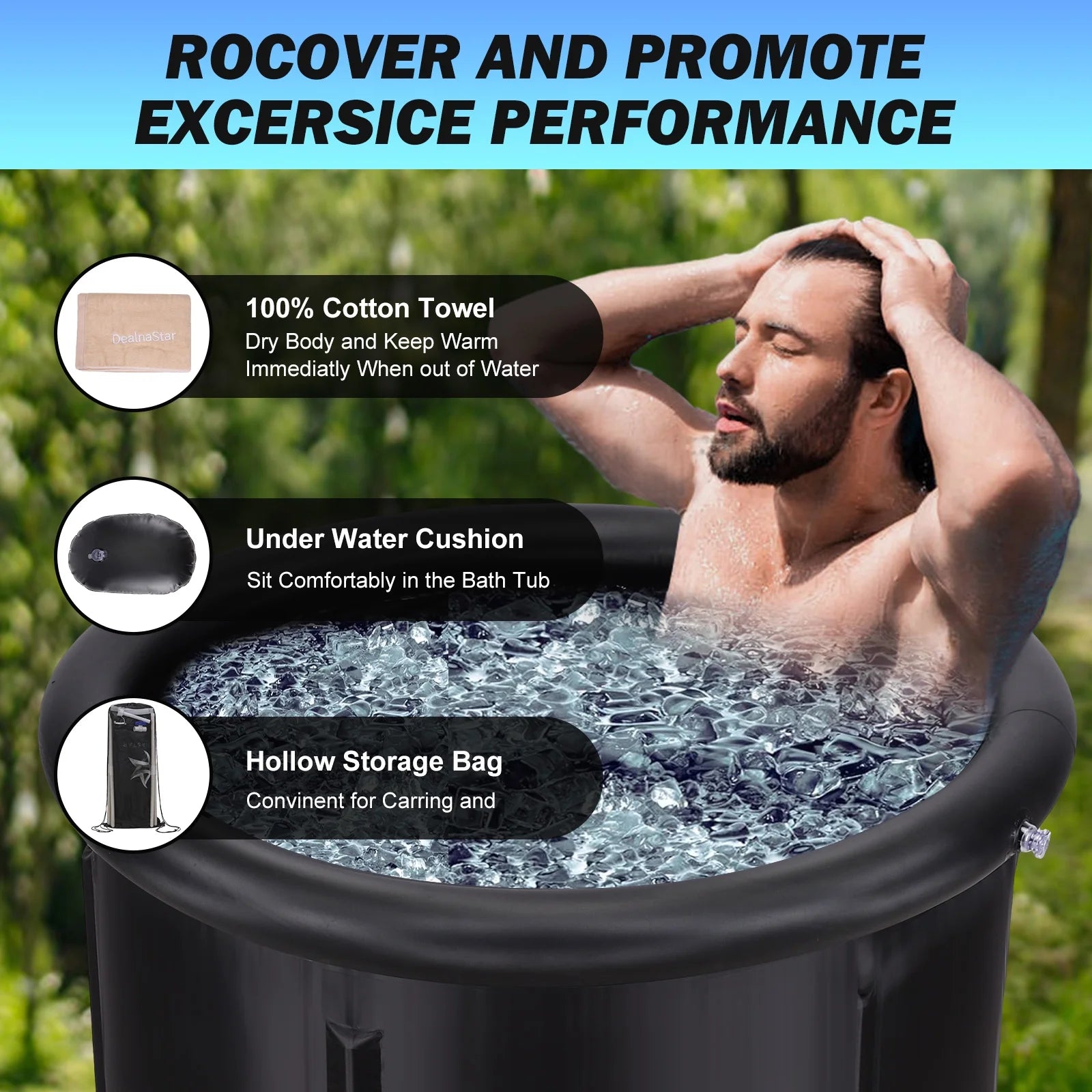 Ice Bath,Cold Tub Ice Bath,88 Gal Inflatable and Portable Cold Plunge for Athletes Adults at Home Indoor and Outdoor. - stylishhomedecor2024.com