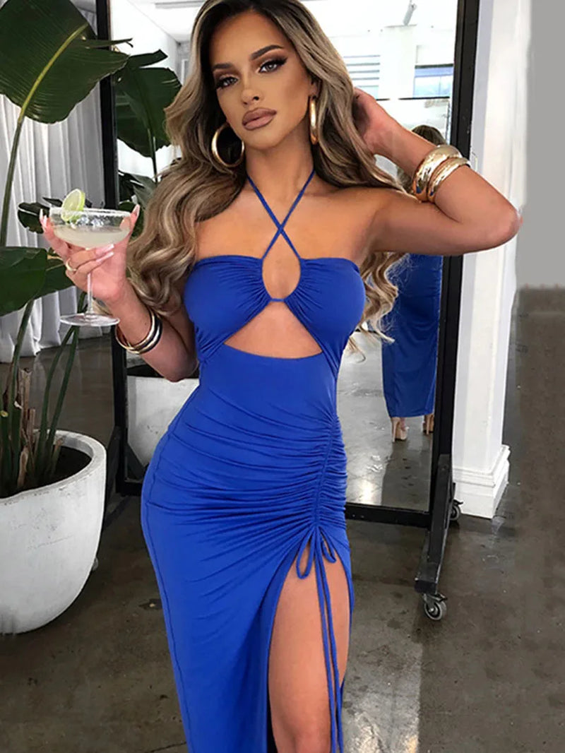 Sleeveless Sexy Female Midi Backless Dresses Slim Night Club Party Women'S Dress Bodycon Vestidos Elegantes Para Mujer - stylishhomedecor2024.com