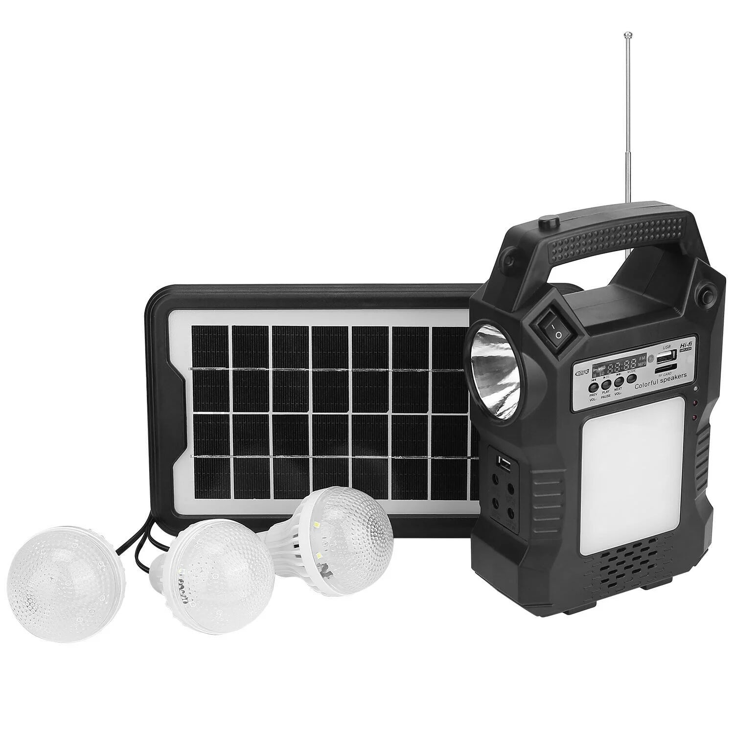 Solar Generator Portable Power Station with Solar Panel, 8000Mah Battery 3 LED Bulbs Flashlights Fm Radio for Home Outdoors Camping Travel Emergency - stylishhomedecor2024.com