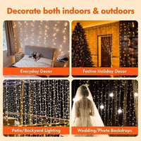 3M LED Curtain String Lights Fairy Decoration USB Holiday Garland Lamp 8 Mode for Home Garden Christmas Party New Year Wedding - stylishhomedecor2024.com