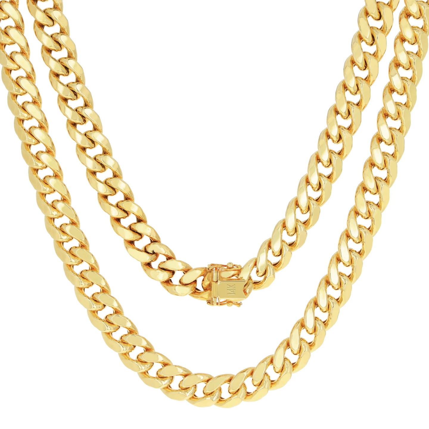 14K Yellow Gold 7.5Mm Miami Cuban Link Chain Necklace, Mens Womens Jewelry Box Clasp 16" - 30" - stylishhomedecor2024.com