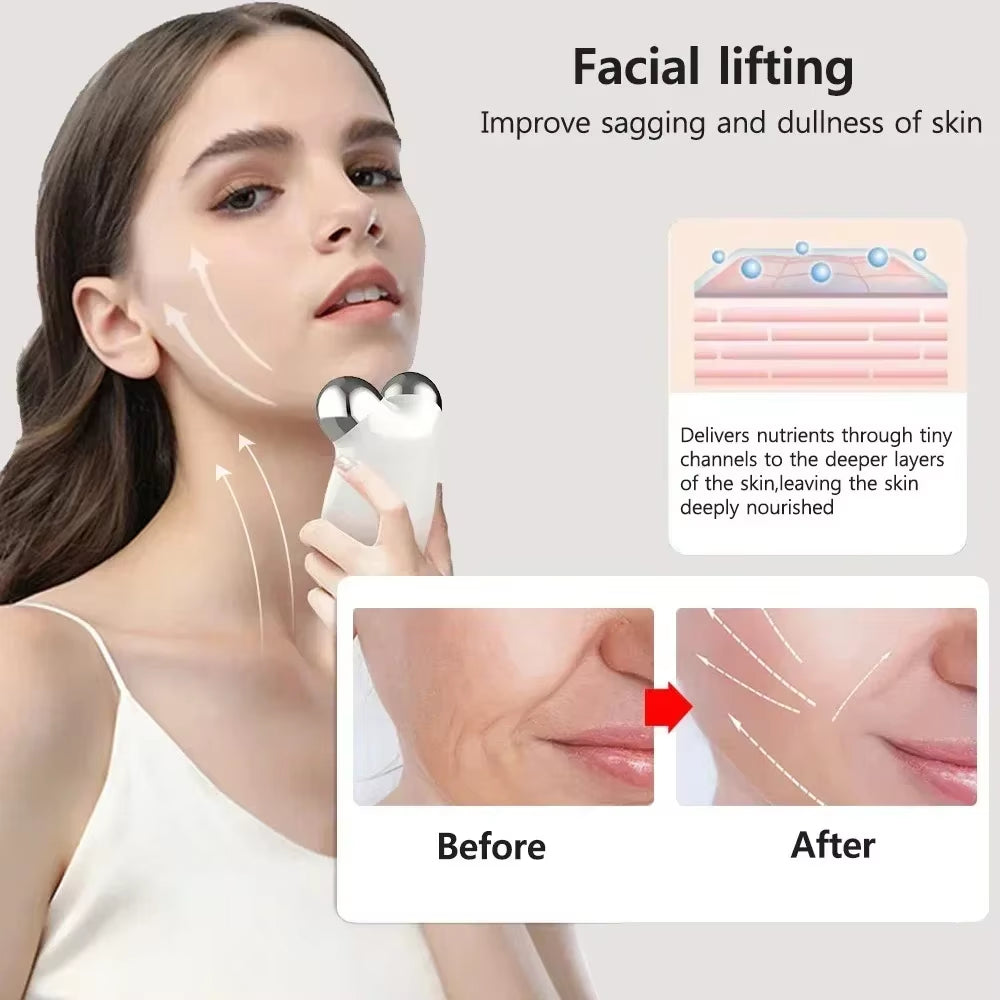 Facial Massager Microcurrent Roller EMS Device for Face Lifting Skin Tighten Rejuvenation Chin Remover anti Wrikle Double Care