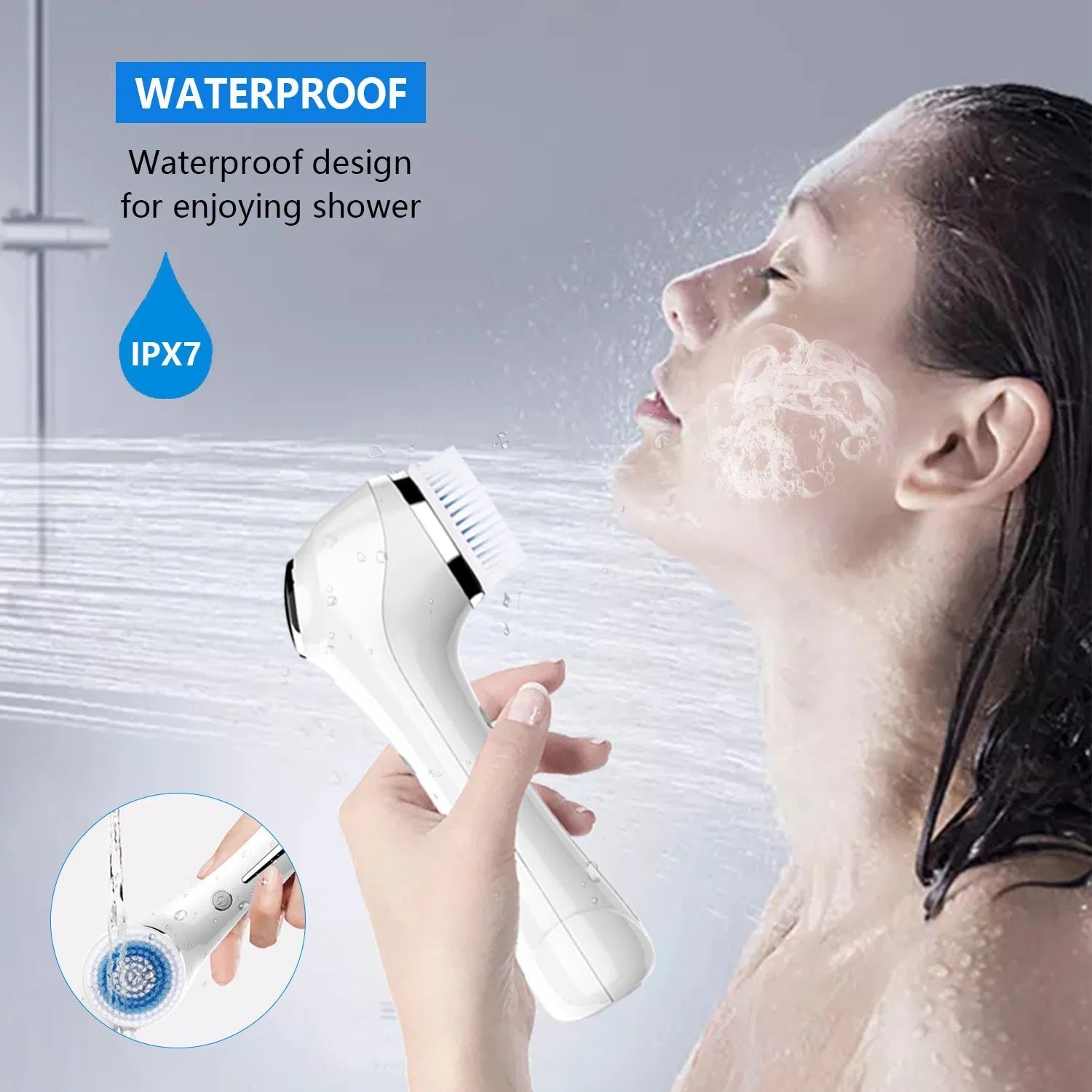 Facial Cleansing Brush – Rechargeable, IPX7 Waterproof, Multi-Head Kit