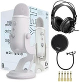 Yeti USB Microphone (Blackout) Bundle with Knox Gear Headphones and Pop Filter (3 Items) - stylishhomedecor2024.com