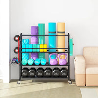 Dumbbells Rack Yoga Mat Storage Cart Multifunctional Removable Storage Rack for Kettlebells and Strength Training Fitness Equipment,Home Gym Organizer Storage for Home Exercise Equipment - stylishhomedecor2024.com