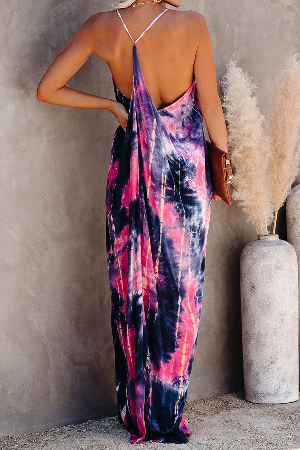 Tie-dye Drape Maxi Dress