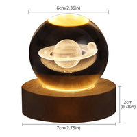 3D Crystal Ball LED Night Light Glowing Planetary Galaxy Lamp for Home Bedrom Desk Creative Decor Gift Planet Moon Bedside Lamp - stylishhomedecor2024.com