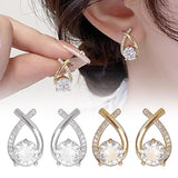 Fashion Cross Stud Earrings for Women Girls Korean Style Elegant Crystal Jewelry Ear Rings Fishtail Lady Earrings Gifts