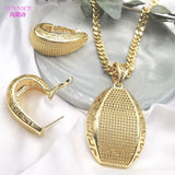 Luxury 18K Gold Plated Jewelry Set for Women Wedding Italian Jewellery Sets Bride Necklace and Earrings African Free Shipping