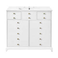 36" Bathroom Vanity with Ceramic Sink - Solid Wood