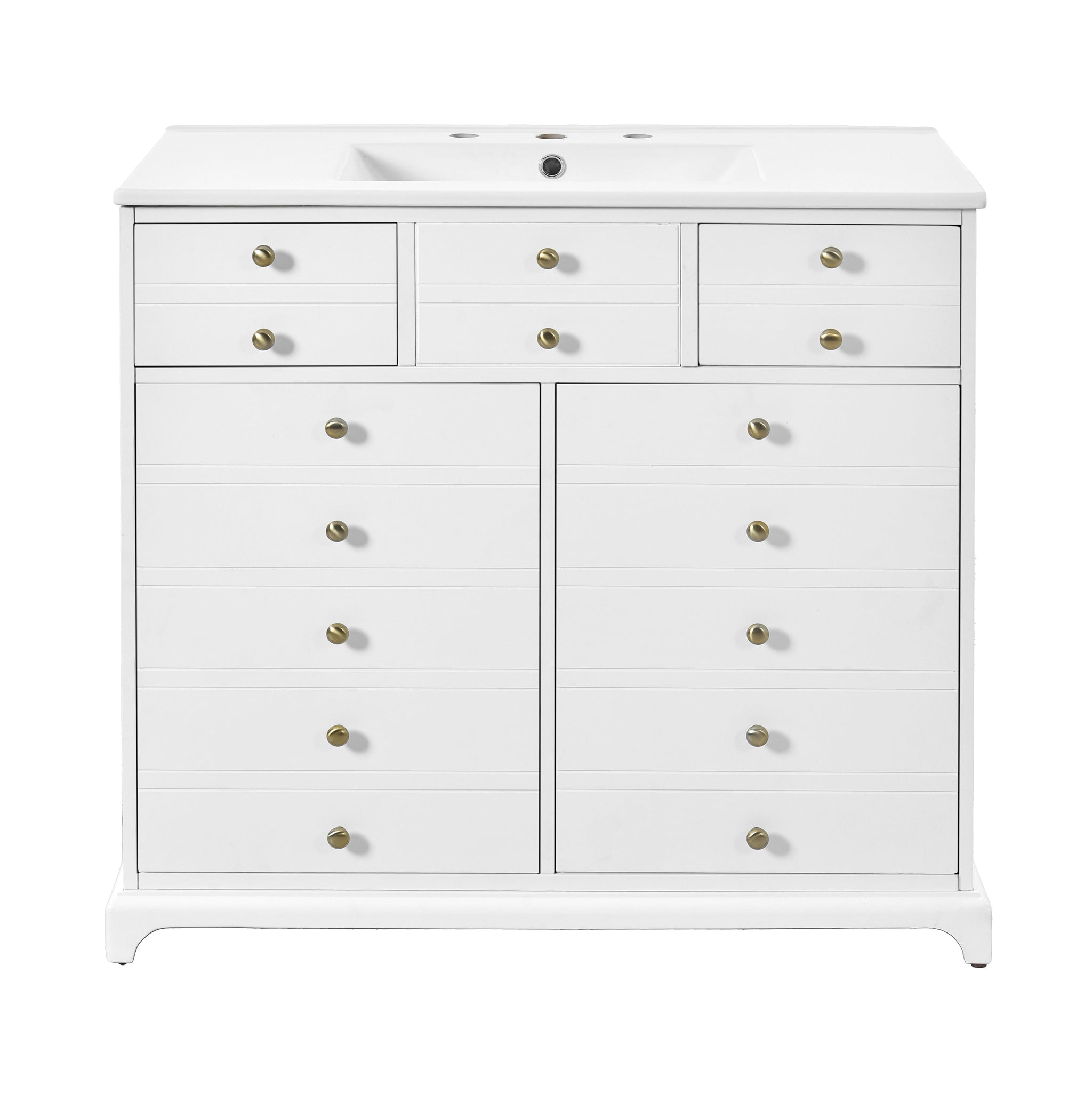 36" Bathroom Vanity with Ceramic Sink - Solid Wood