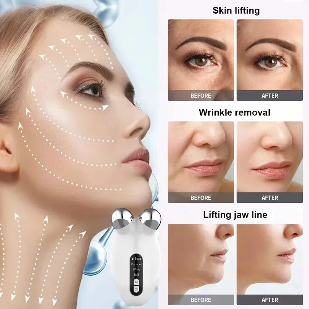 Facial Massager Microcurrent Roller EMS Device for Face Lifting Skin Tighten Rejuvenation Chin Remover anti Wrikle Double Care