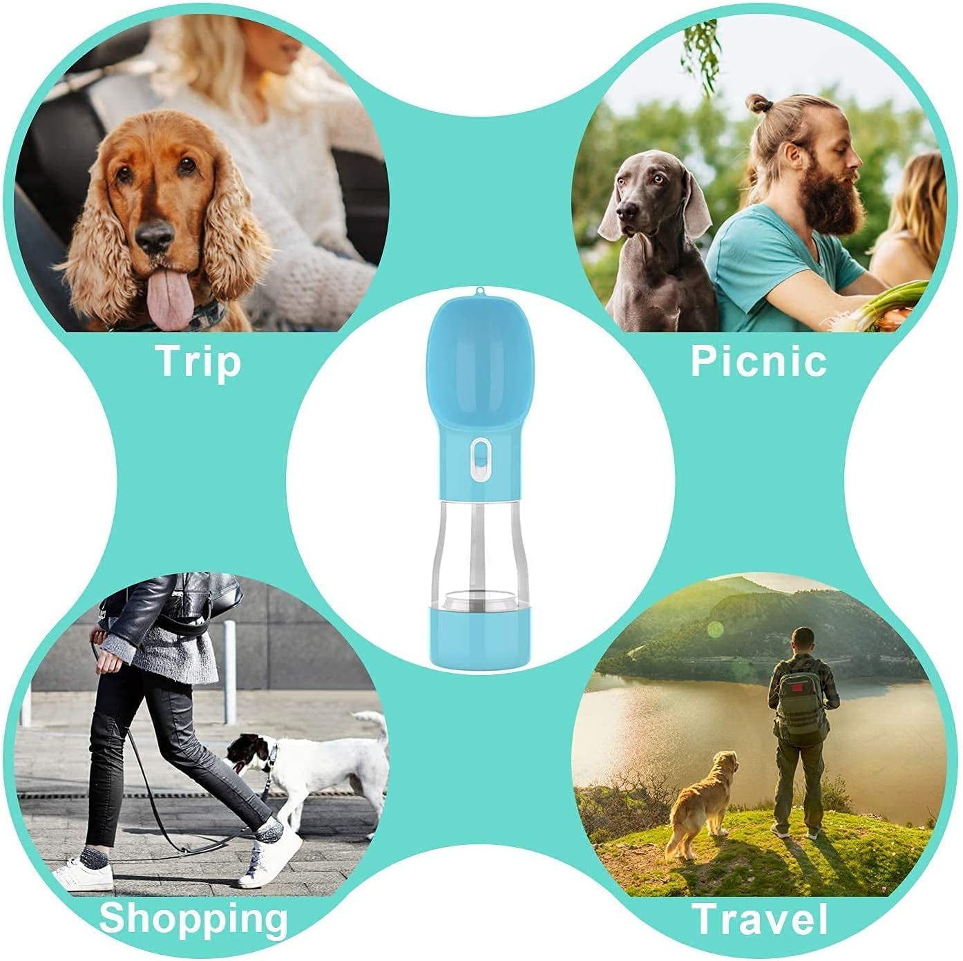 Portable Dog Water Bottle for Walking – Leak Proof with Food Container - stylishhomedecor2024.com