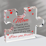 1Pc,Birthday Gifts for Mom - Engraved Acrylic Block Puzzle Mom Present, Christmas Present, Commemorative Decorative Gif - stylishhomedecor2024.com