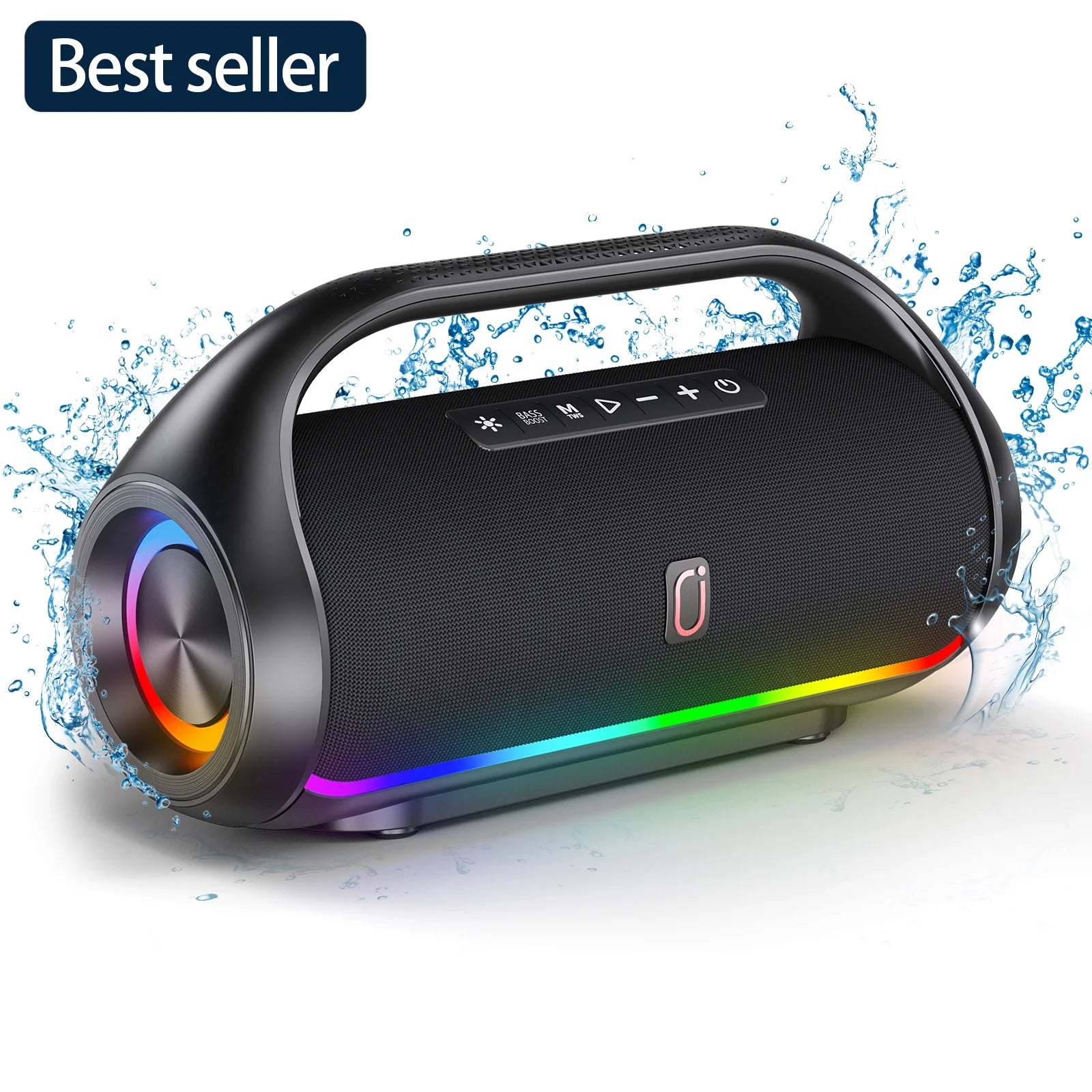 Waterproof Bluetooth Speaker, Portable Speaker with RGB Light Show, Outdoor Speaker for Pool Beach Party - stylishhomedecor2024.com