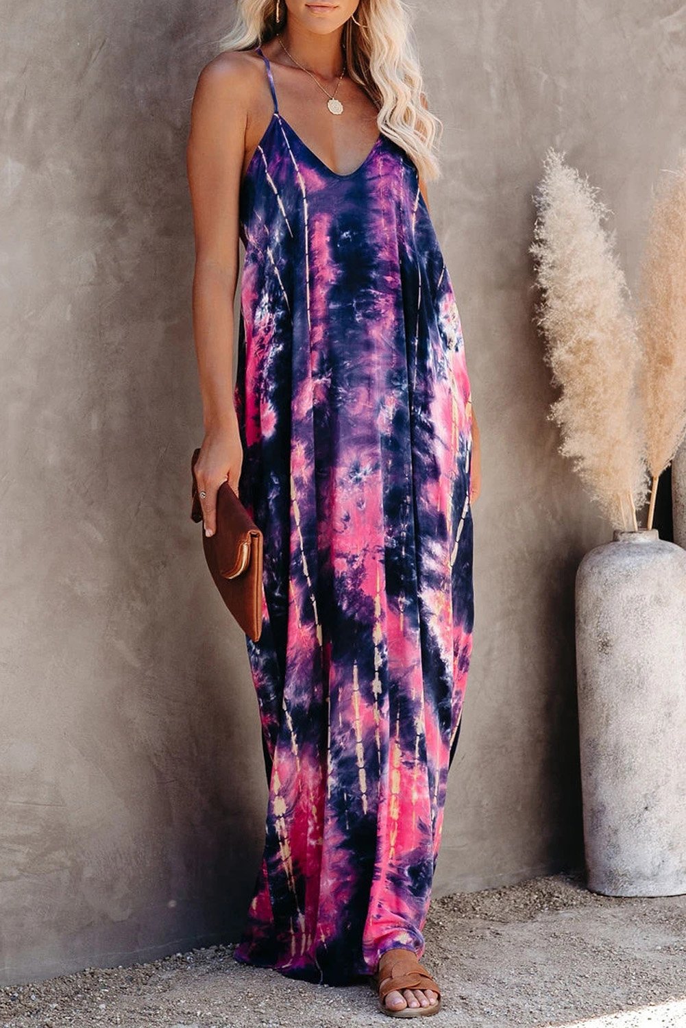 Tie-dye Drape Maxi Dress