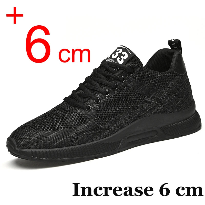 Men Sneakers Elevator Shoes Hidden Heels Breathable Heightening Shoes for Men Increase Insole 6CM Sports Casual Height Shoes 48