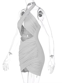 Sexy Cross Bandage Wrap Chest Front Hollow Out Slim Bodycon Dress Women Sleeveless Backless Mini Dress Club Party Vestidos