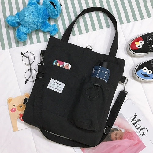 Pockets Preppy” Canvas Backpack – Multi-Pocketed, Durable College Rucksack