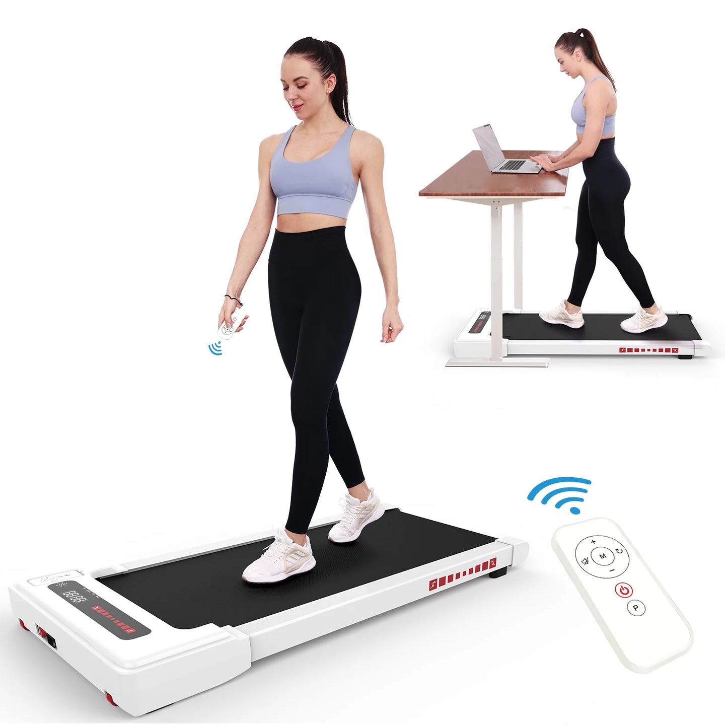 Walking Pad Treadmill under Desk, White 2.25HP Portable Mini Treadmill W/ Remote Control - stylishhomedecor2024.com