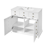 36" Bathroom Vanity with Ceramic Sink - Solid Wood