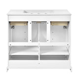 36" Bathroom Vanity with Ceramic Sink - Solid Wood