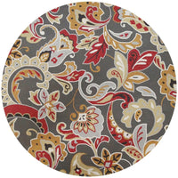 7' Taupe Round Hand Tufted Area Rug With UV Protection